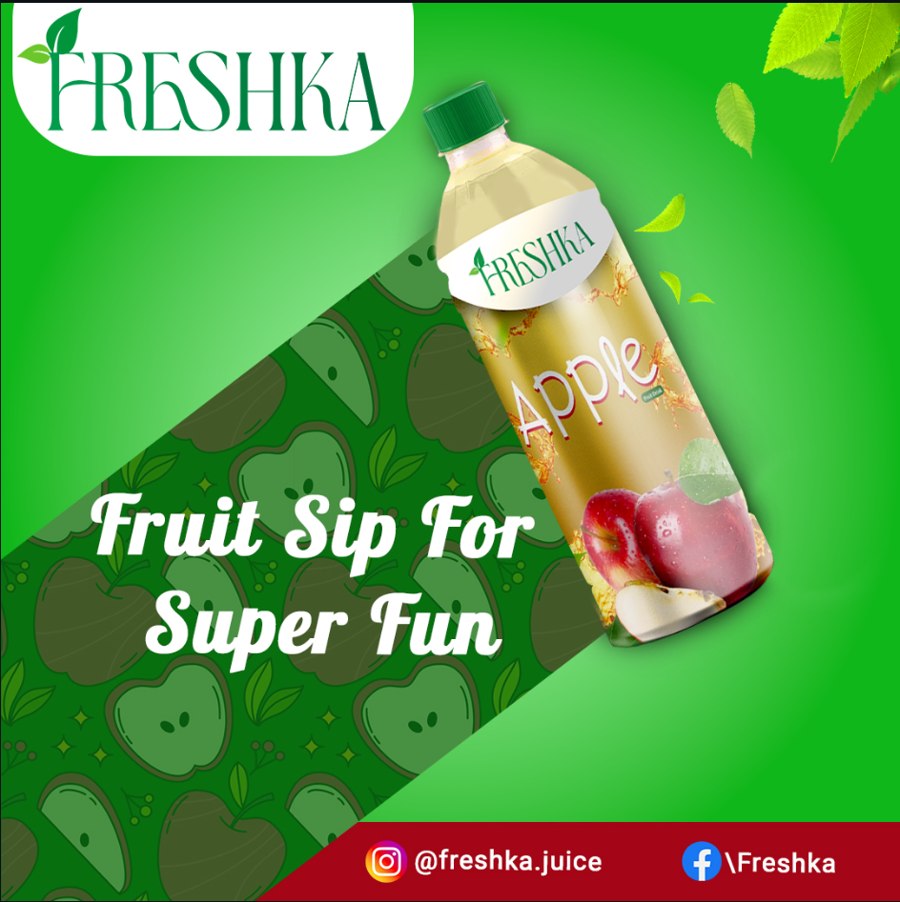 Freshka Apple fruit drink social media post