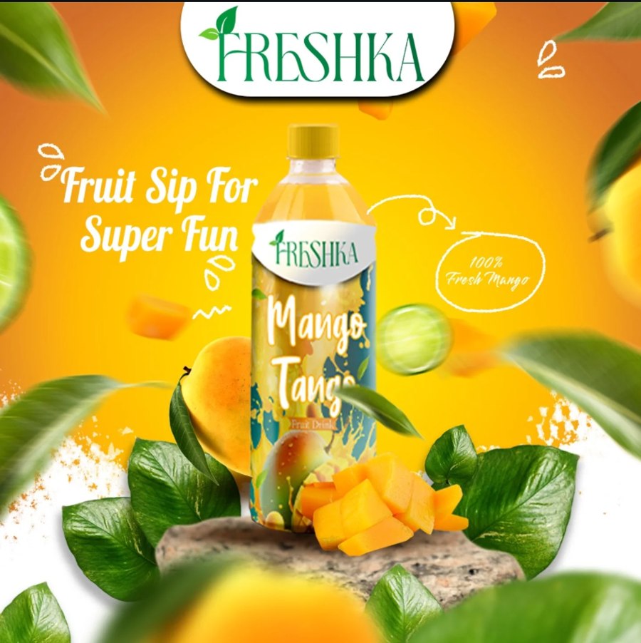 Freshka Mango Tango fruit drink social media post